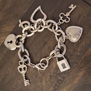 Silver Chain Link Charm Bracelet